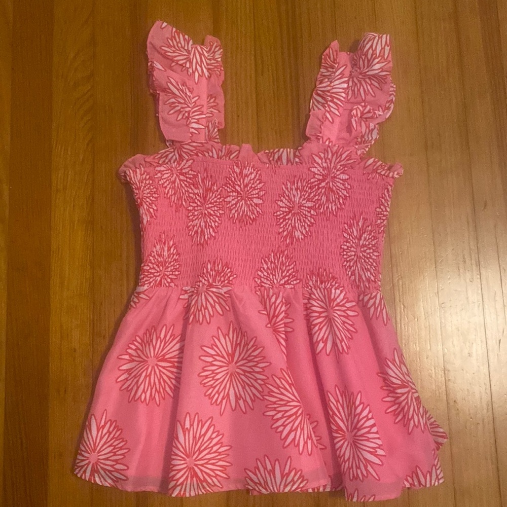 JMARIE Ruffle Sleeve Floral Tank Blouse